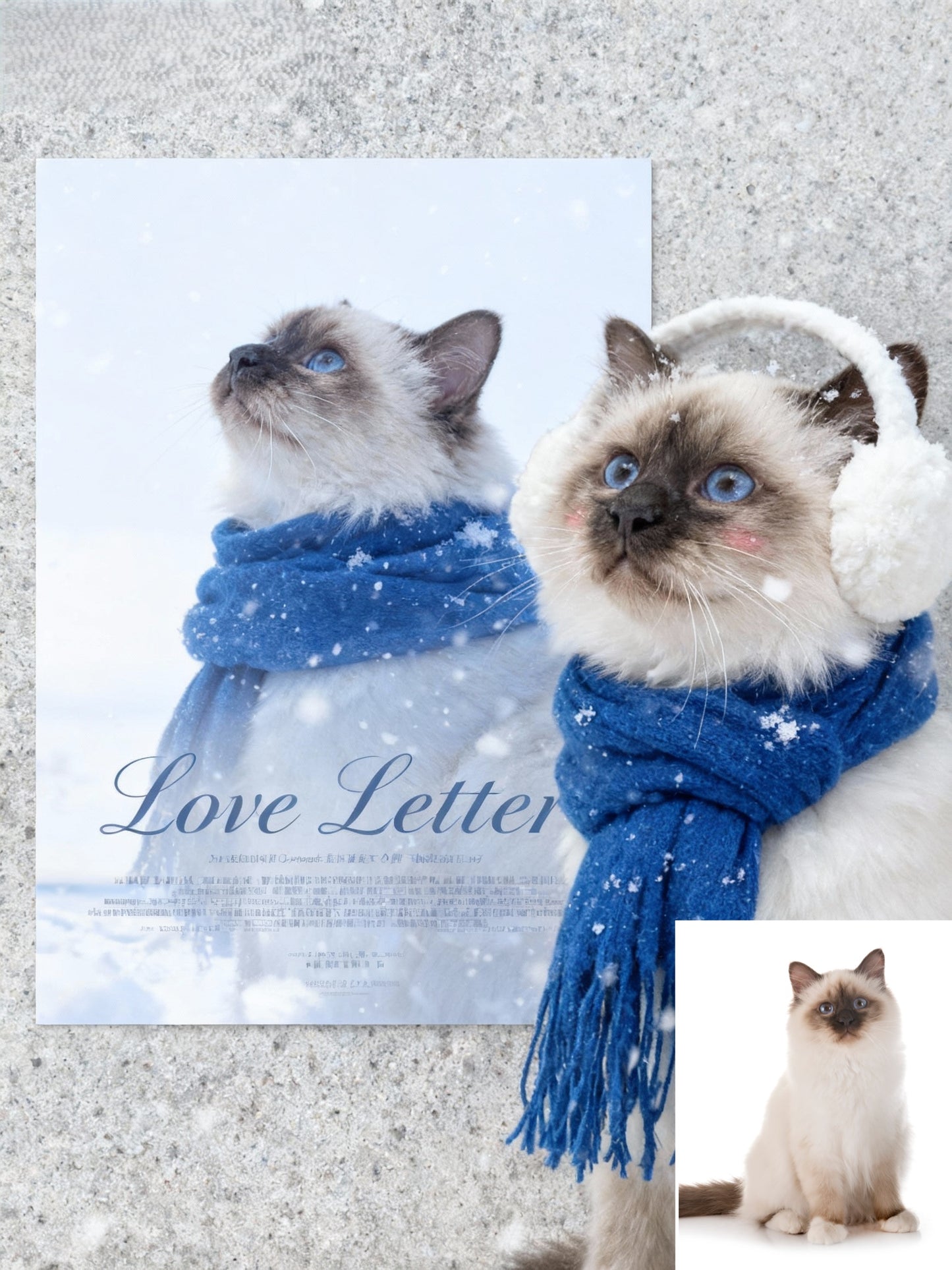 Winter Love Letter Pet Portrait, Custom Cozy Art Gift