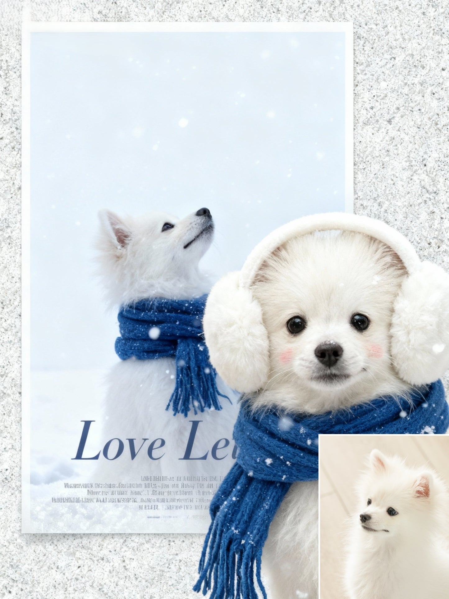 Winter Love Letter Pet Portrait, Custom Cozy Art Gift