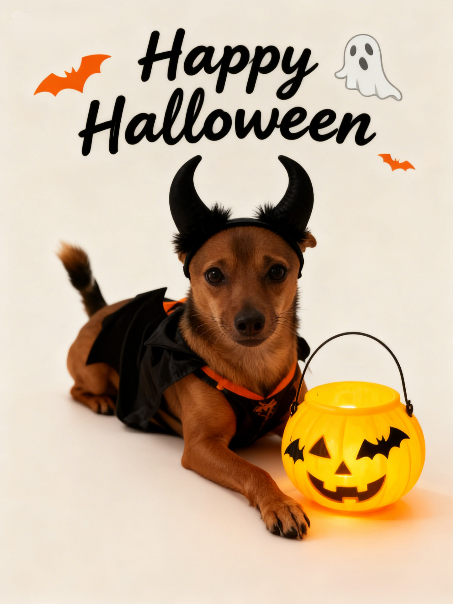 The Little Devil Pet Portrait, Custom Modern Halloween Art