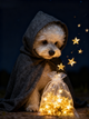The Stardust Mage Custom Pet Portrait | Magical Pet in Cloak Collecting Stars | Whimsical Fantasy Art