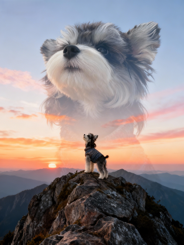 Apex Spirit Pet Portrait | Custom Double Exposure Mountain Art | Epic Pet Guardian Canvas