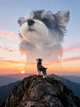 Apex Spirit Pet Portrait | Custom Double Exposure Mountain Art | Epic Pet Guardian Canvas
