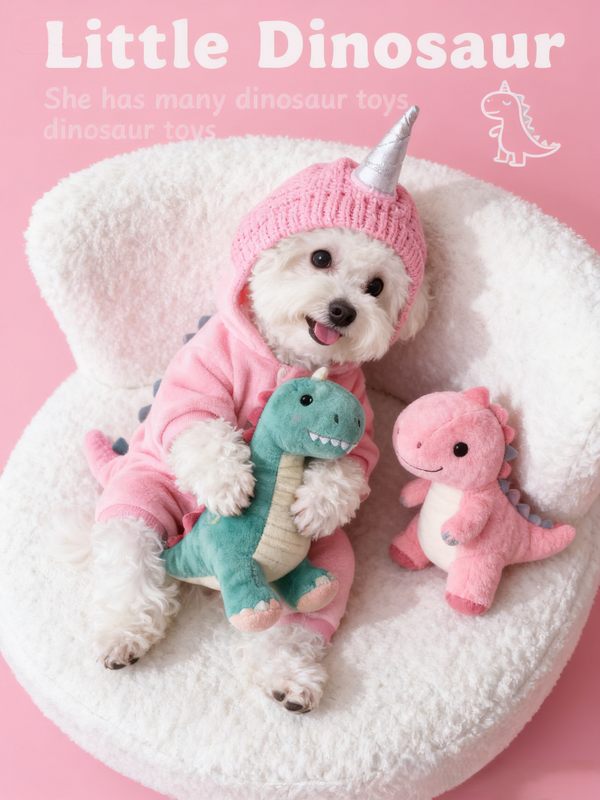 The Dino Darling Custom Pet Portrait, Cute Little Dinosaur Costume Art for Kids & Pet Lovers