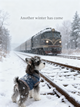 The Polar Express Pet Portrait | Custom Winter Train Adventure Art | Cozy Sweater on Snowy Tracks Canvas