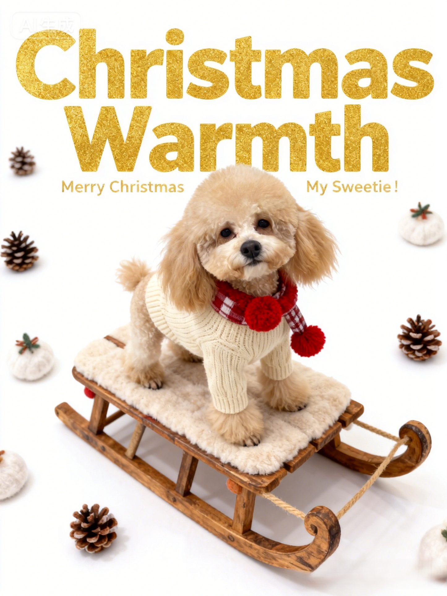 Christmas Warmth Pet Portrait, Custom Cozy Holiday Gift