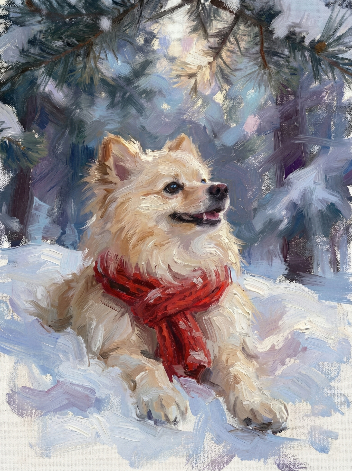 The Red Scarf in Winter Woods