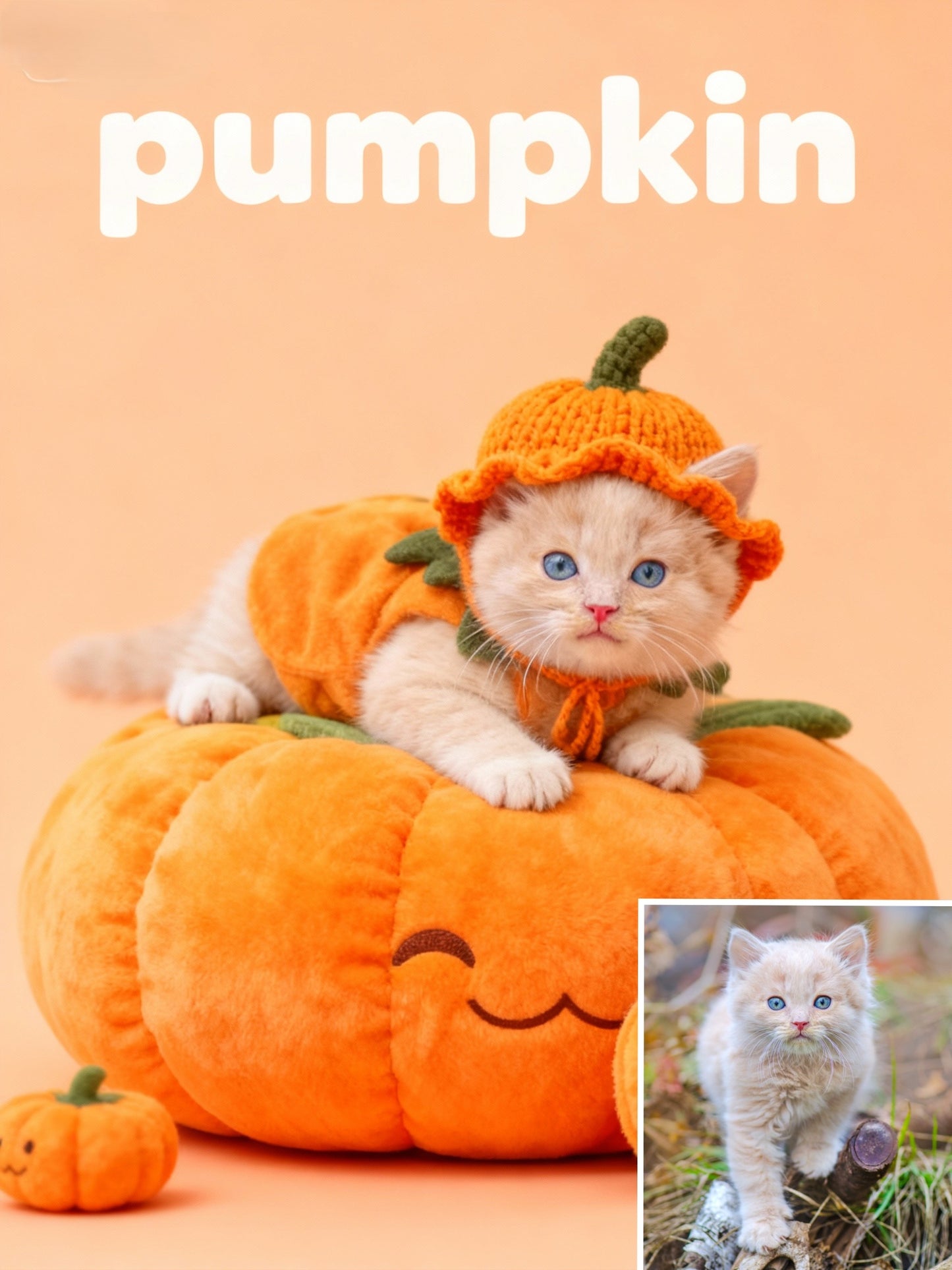 The Cutest Pumpkin Pet Portrait, Custom Halloween Art Gift