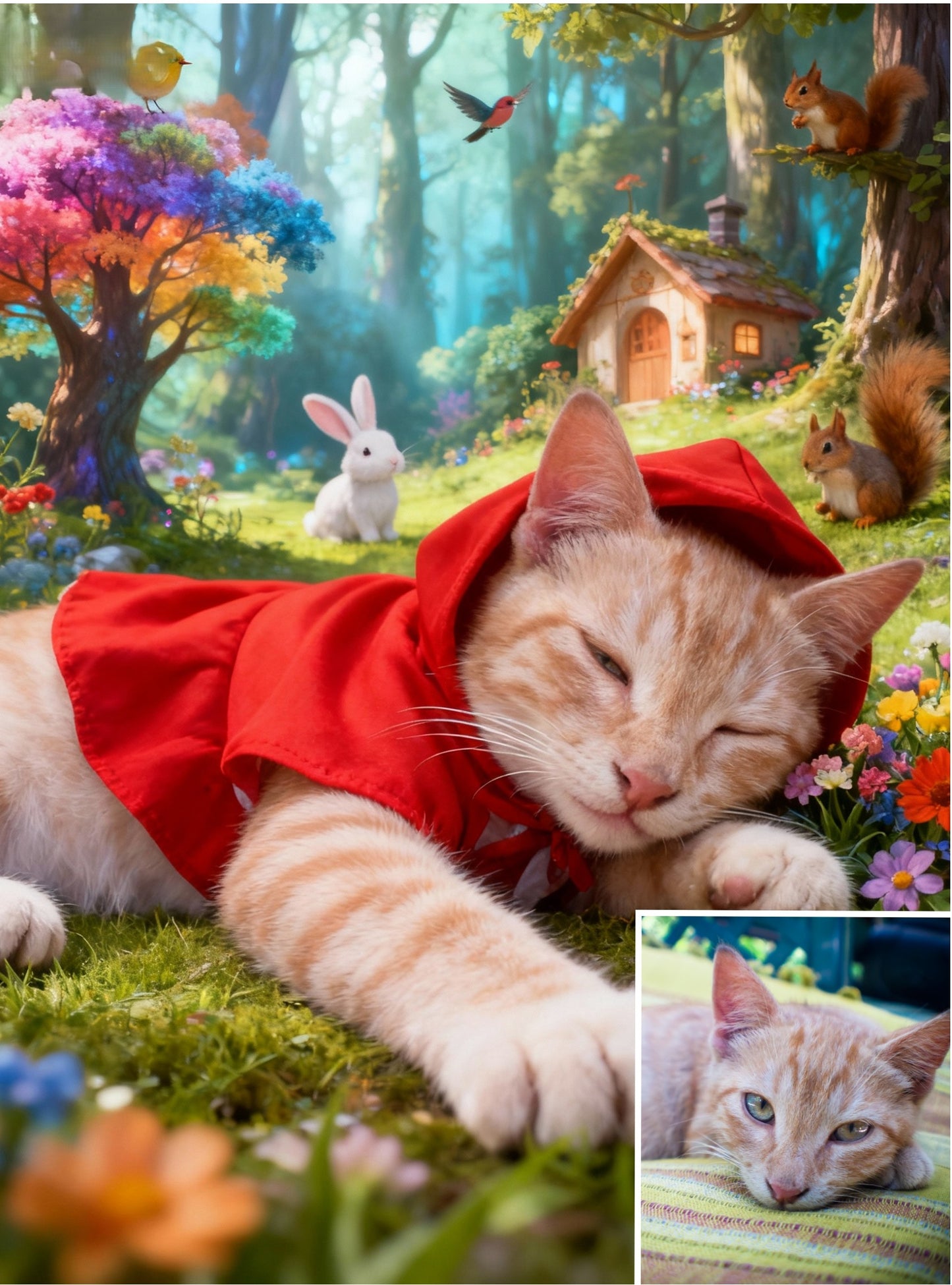 Storybook Adventure Pet Portrait, Custom Whimsical Art Gift