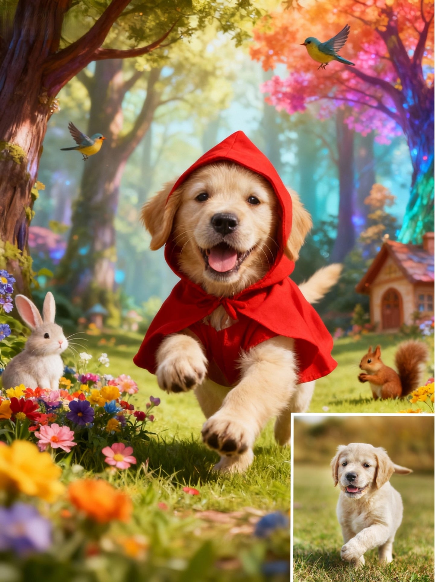 Storybook Adventure Pet Portrait, Custom Whimsical Art Gift