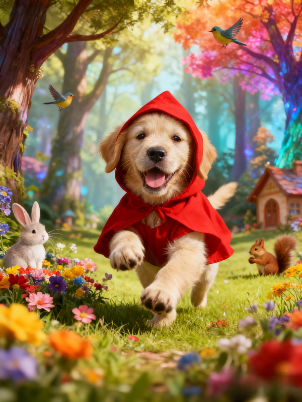 Storybook Adventure Pet Portrait, Custom Whimsical Art Gift