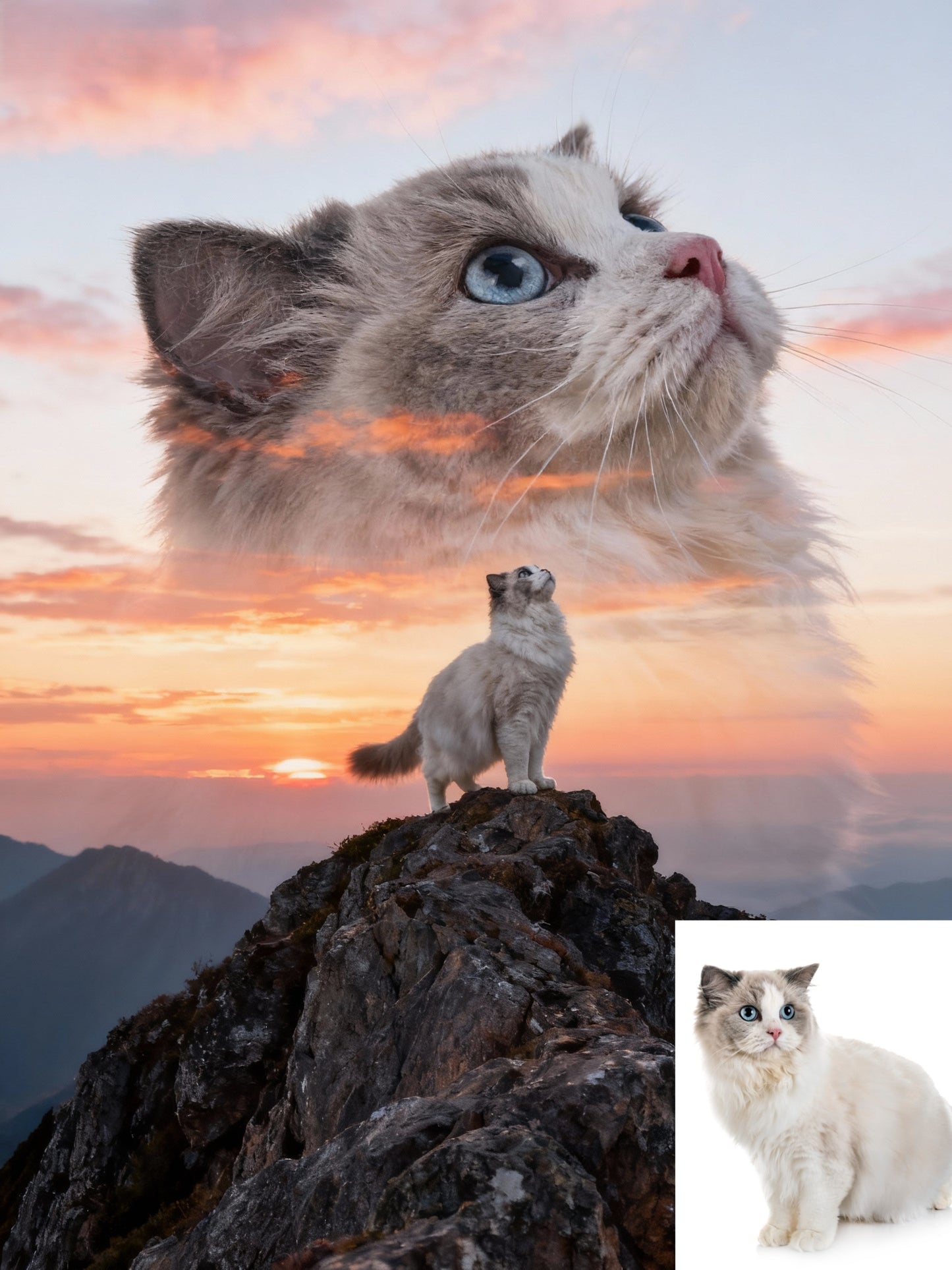 Apex Spirit Pet Portrait | Custom Double Exposure Mountain Art | Epic Pet Guardian Canvas