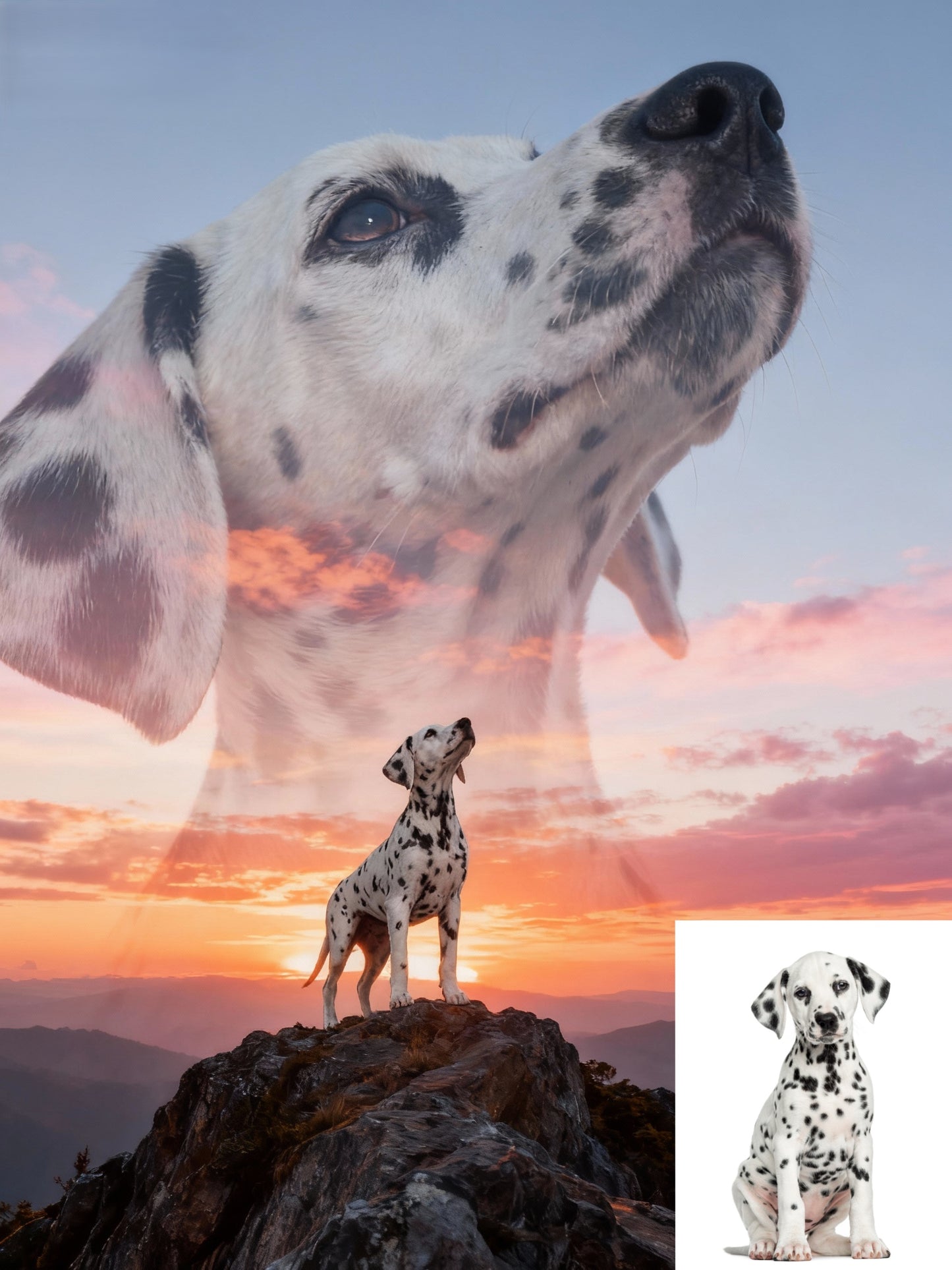 Apex Spirit Pet Portrait | Custom Double Exposure Mountain Art | Epic Pet Guardian Canvas