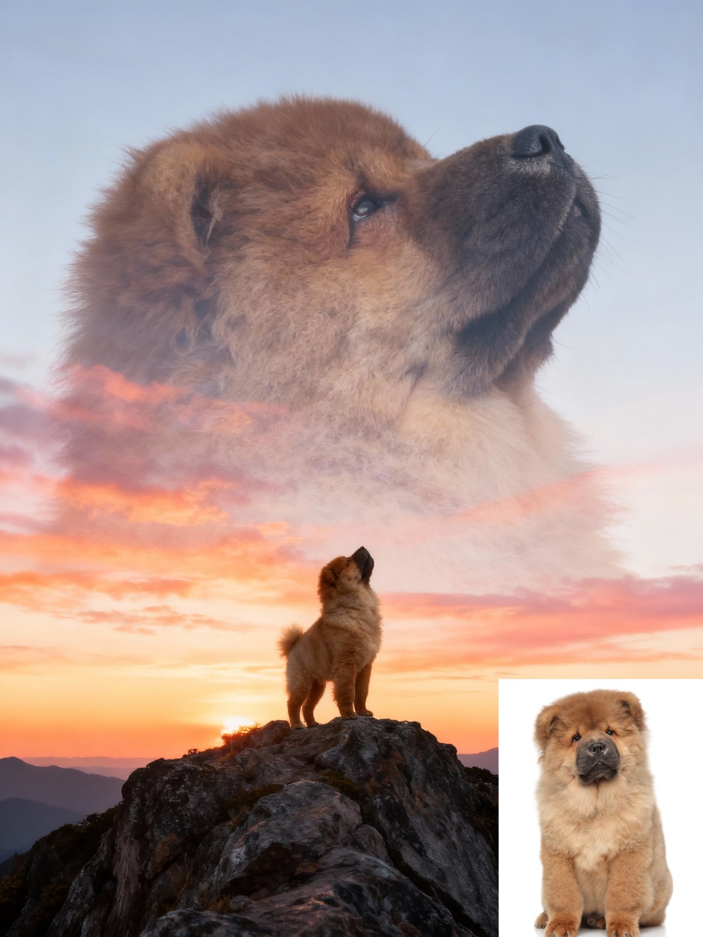 Apex Spirit Pet Portrait | Custom Double Exposure Mountain Art | Epic Pet Guardian Canvas