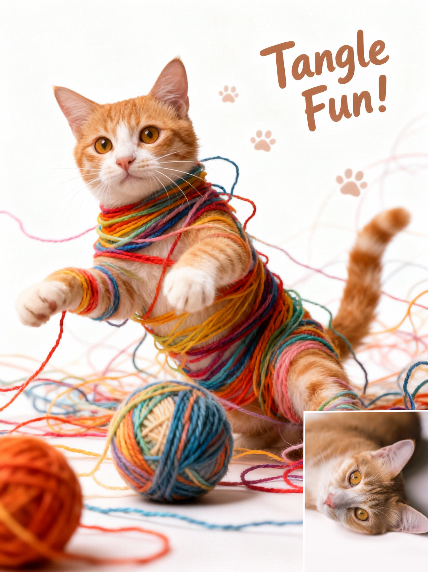 Tangle Fun! Custom Pet Portrait, Funny Yarn Mess Art for Cat & Dog Lovers