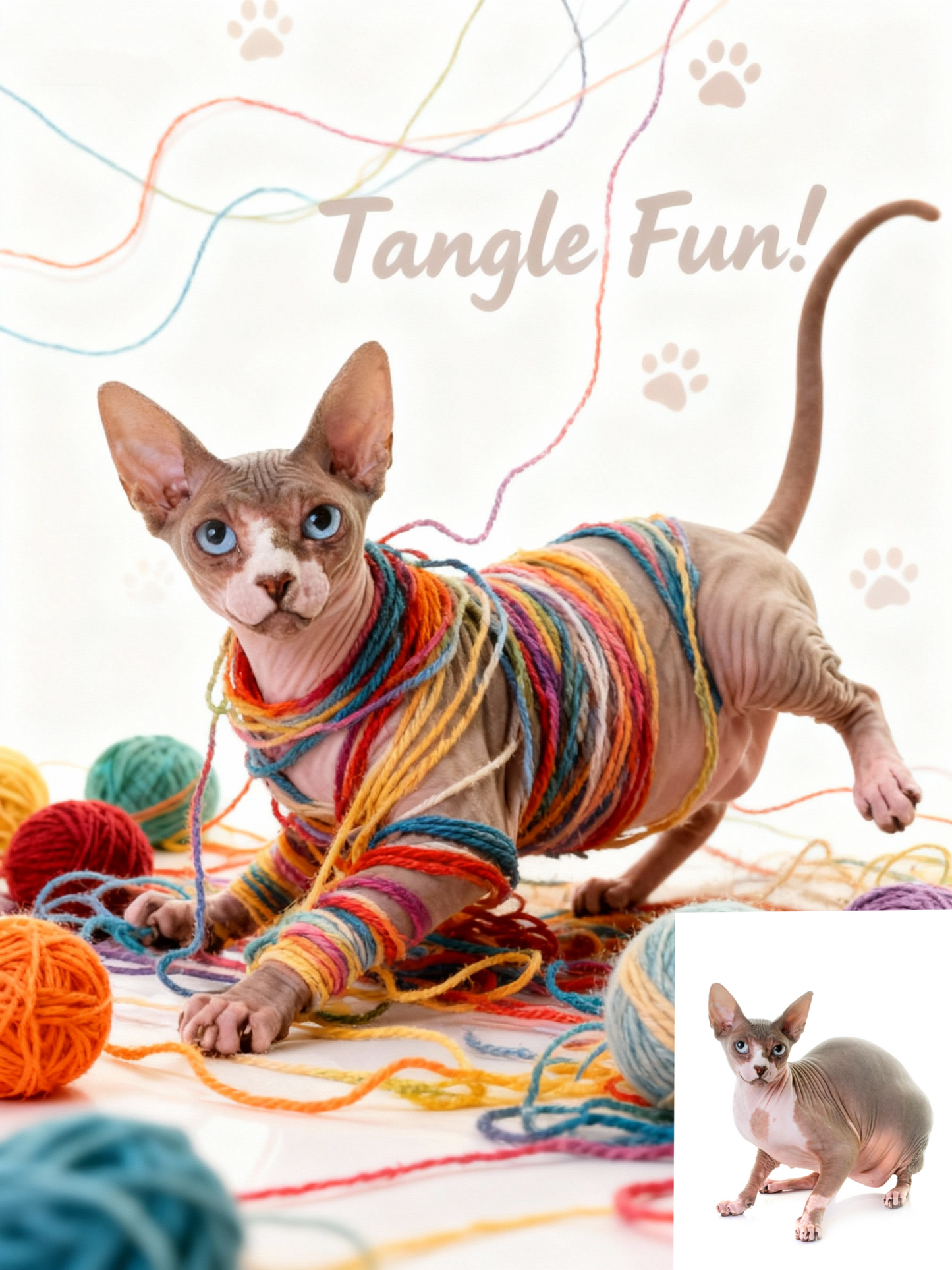 Tangle Fun! Custom Pet Portrait, Funny Yarn Mess Art for Cat & Dog Lovers