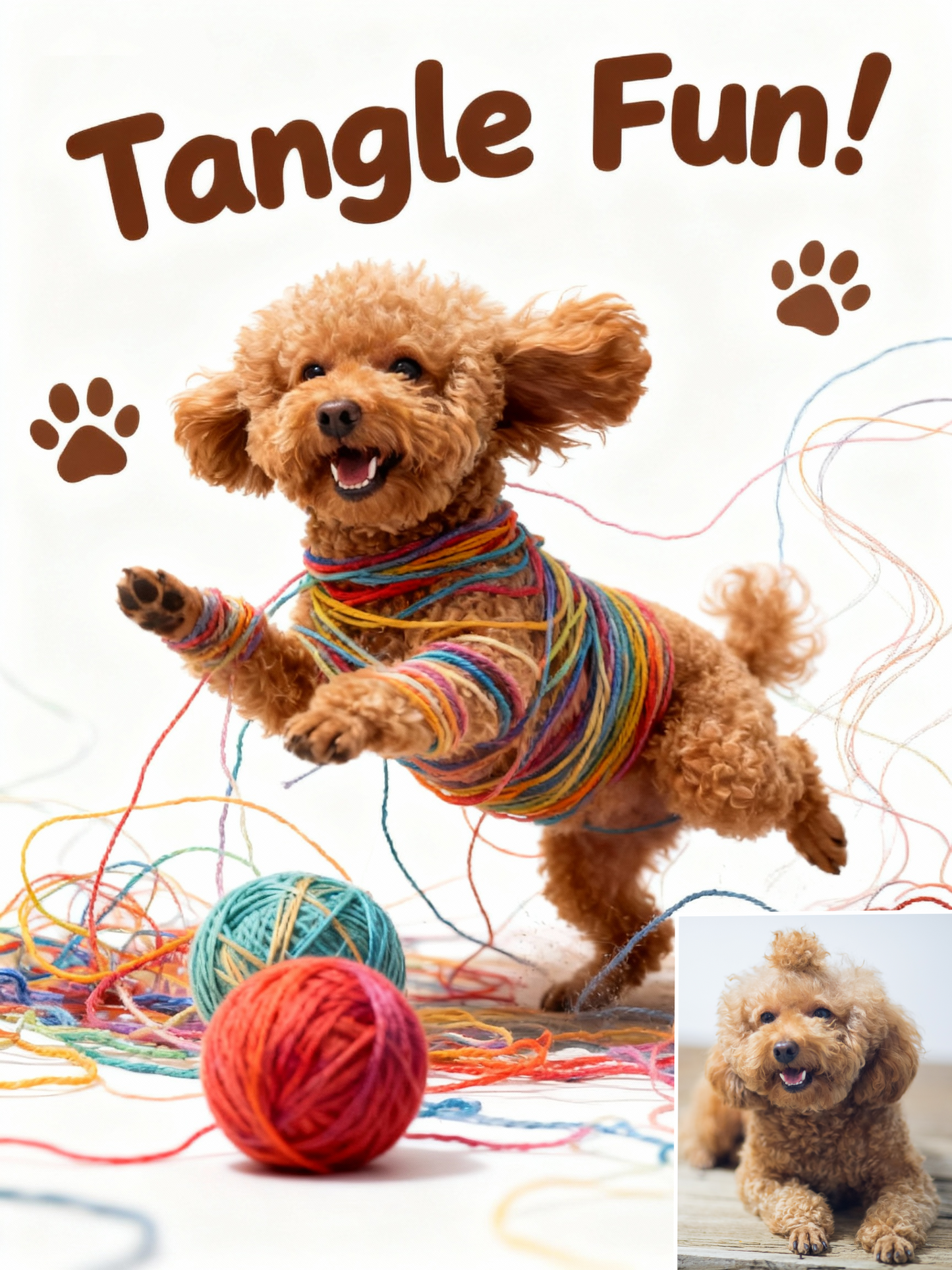 Tangle Fun! Custom Pet Portrait, Funny Yarn Mess Art for Cat & Dog Lovers