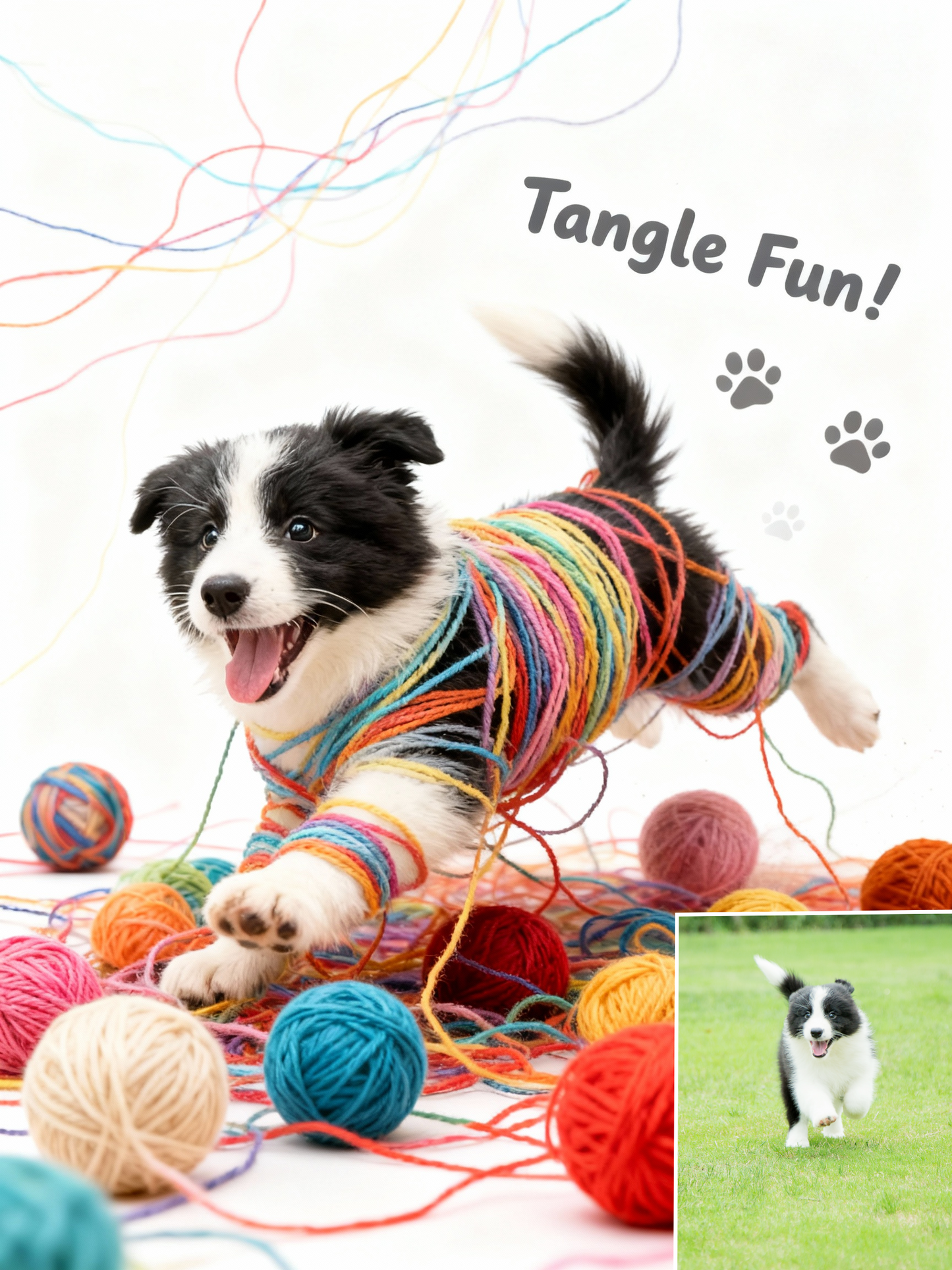 Tangle Fun! Custom Pet Portrait, Funny Yarn Mess Art for Cat & Dog Lovers