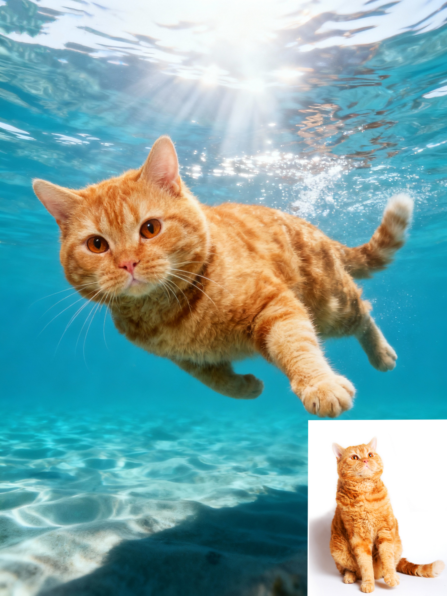 Underwater Explorer Pet Portrait, Custom Vibrant Art Gift