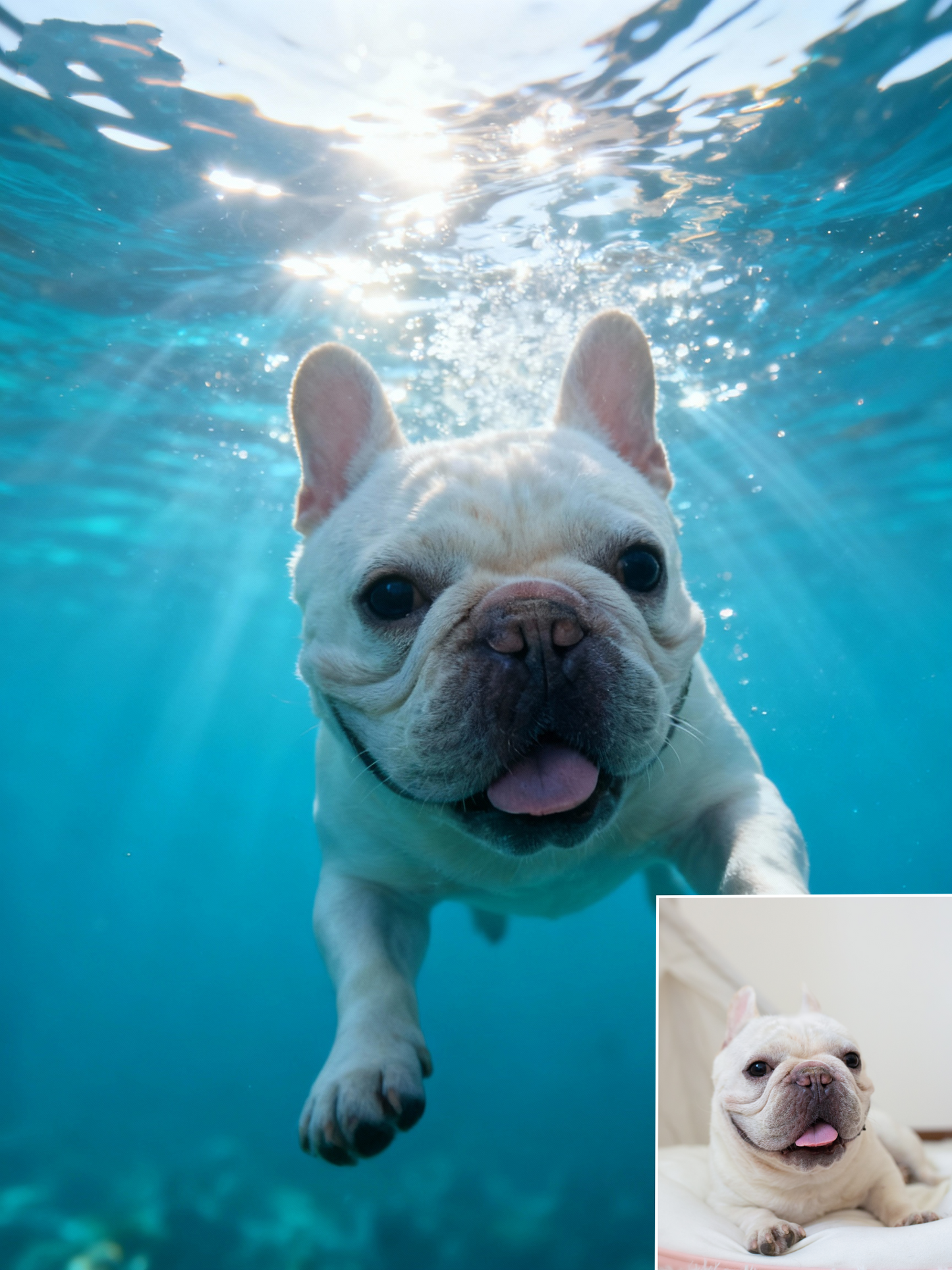 Underwater Explorer Pet Portrait, Custom Vibrant Art Gift