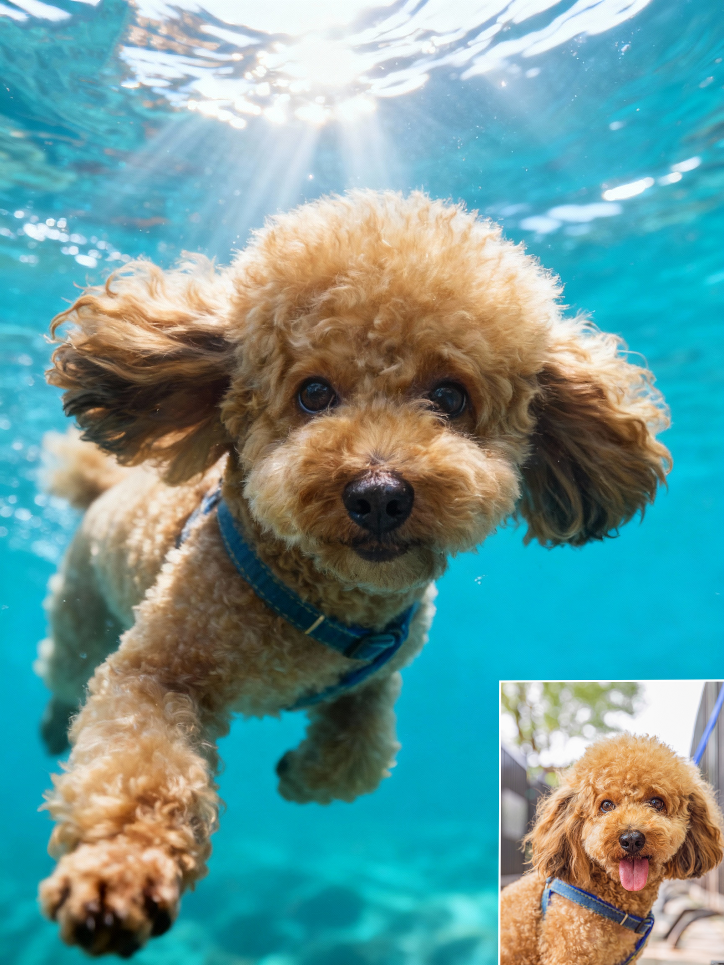 Underwater Explorer Pet Portrait, Custom Vibrant Art Gift