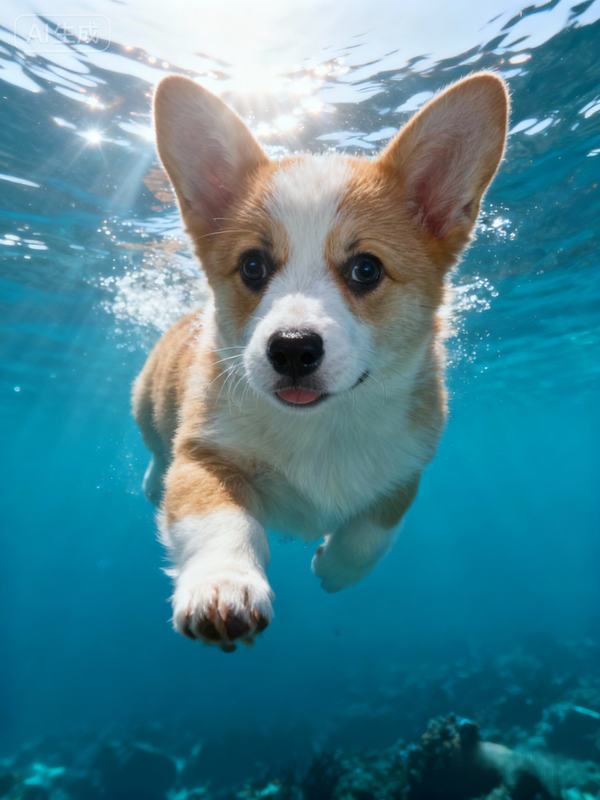 Underwater Explorer Pet Portrait, Custom Vibrant Art Gift