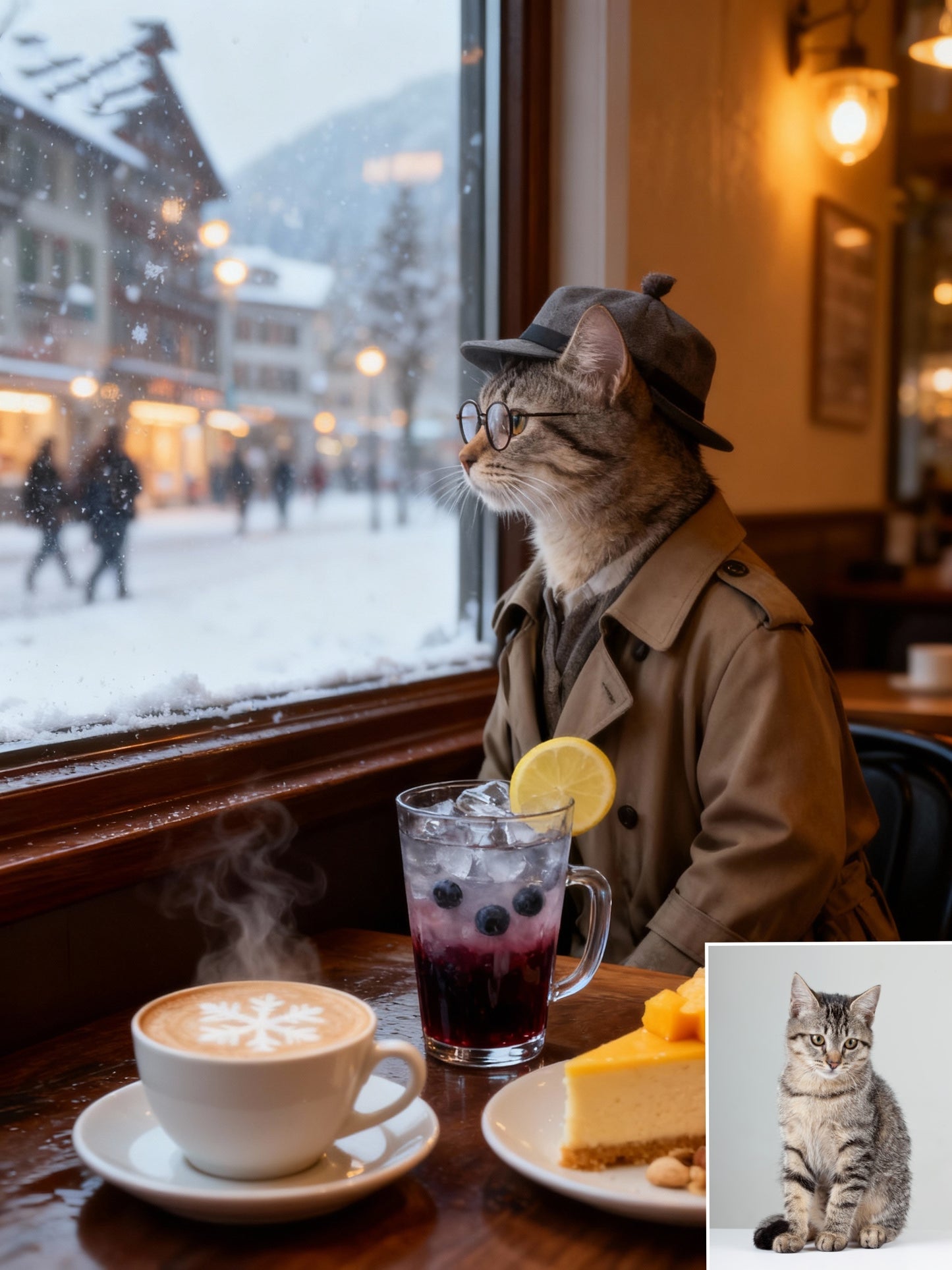 The Café Observer Pet Portrait, Custom Cozy & Sophisticated Art