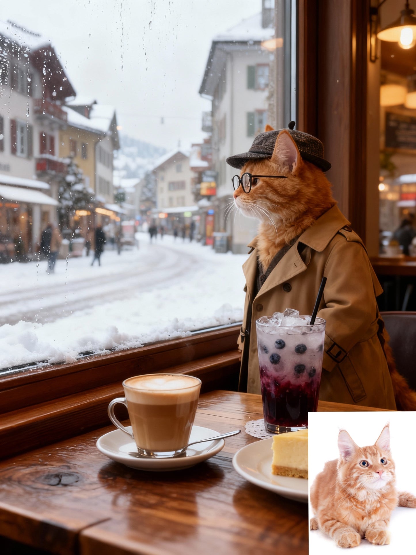 The Café Observer Pet Portrait, Custom Cozy & Sophisticated Art