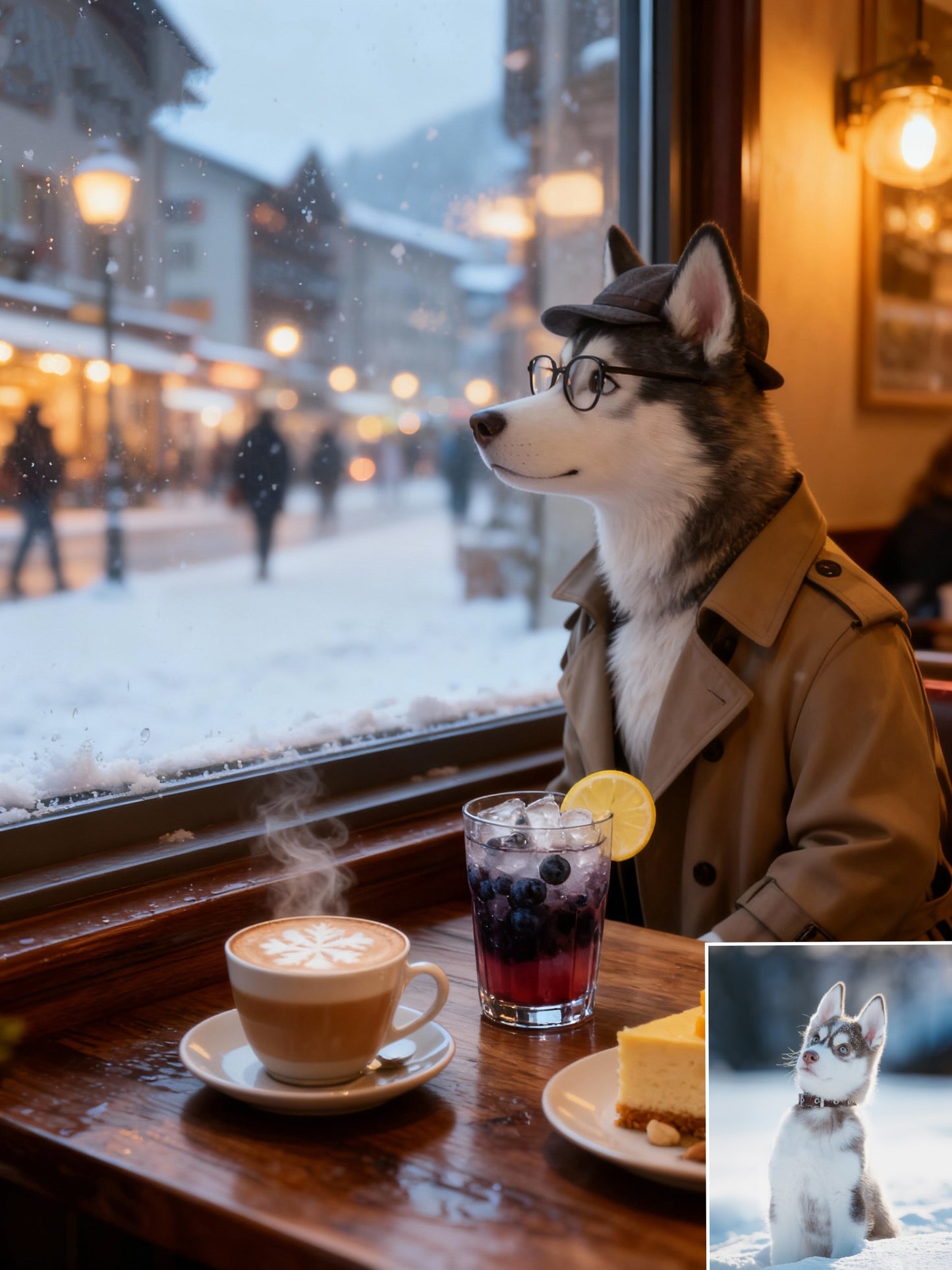 The Café Observer Pet Portrait, Custom Cozy & Sophisticated Art