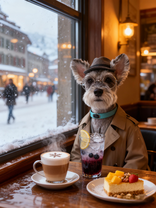 The Café Observer Pet Portrait, Custom Cozy & Sophisticated Art