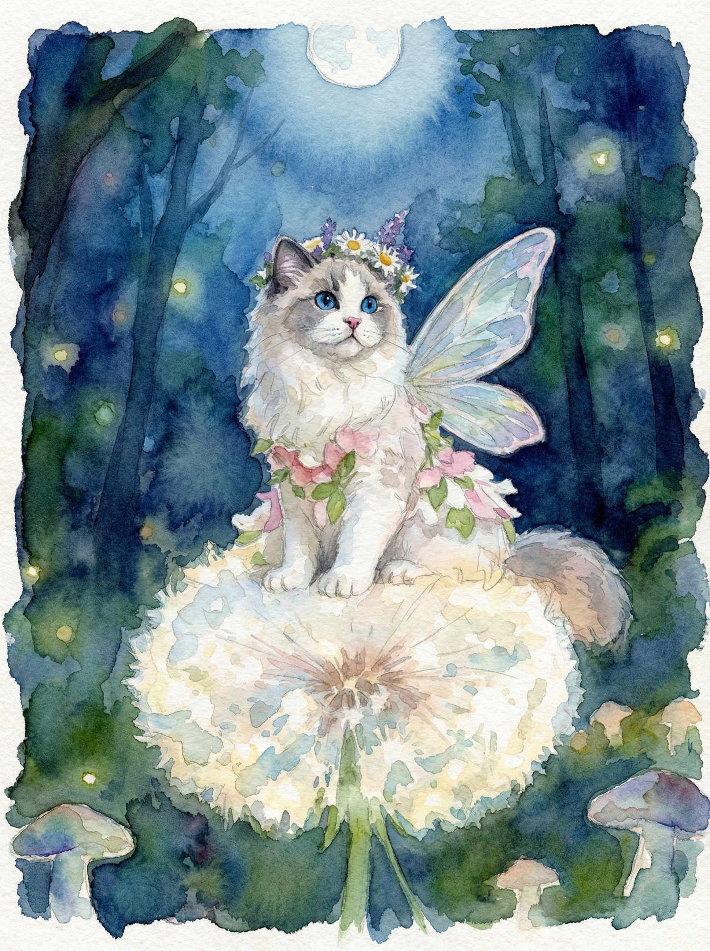 The Dandelion Fairy in Moonlight