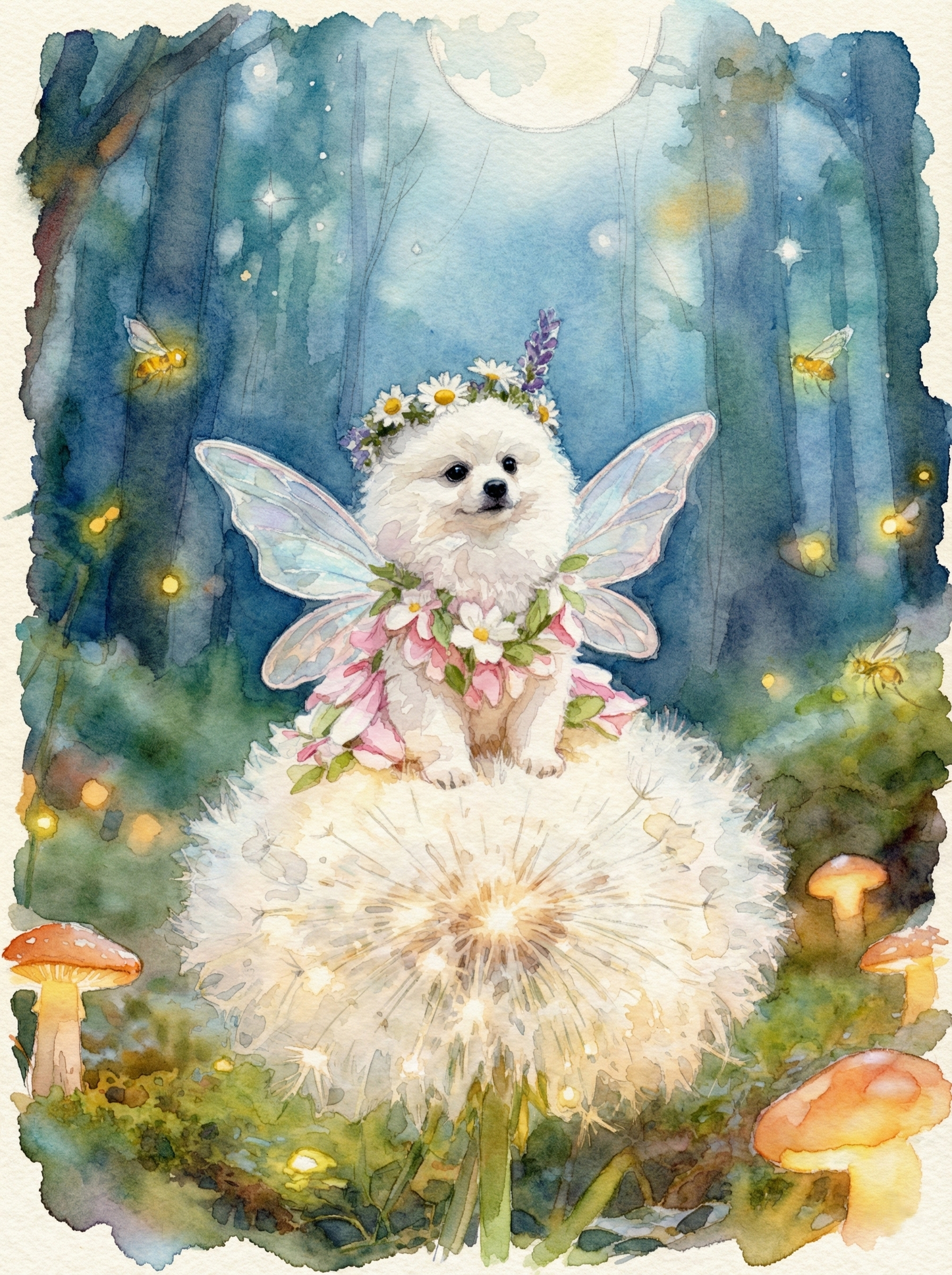 The Dandelion Fairy in Moonlight