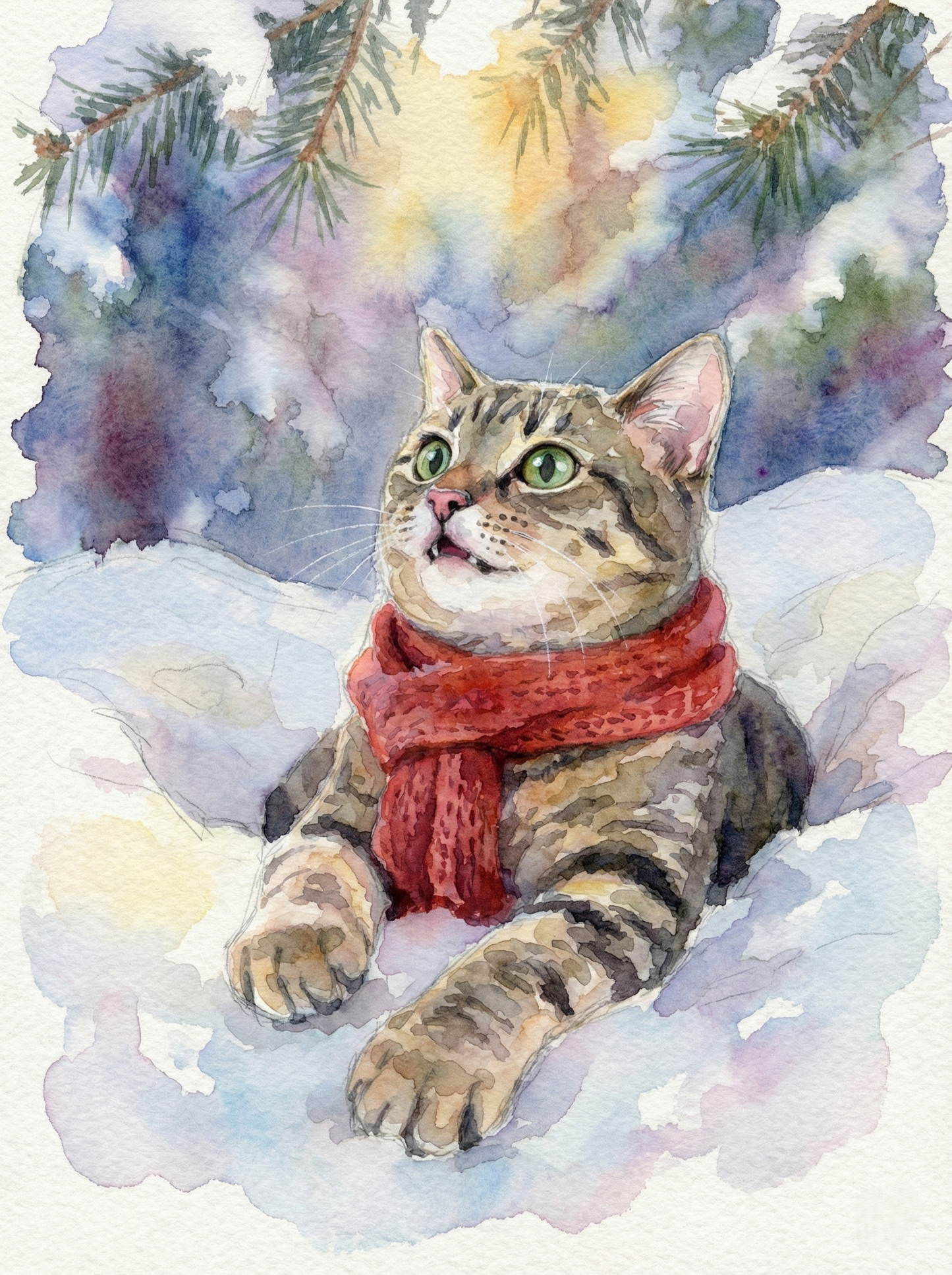 The Red Scarf in Winter Woods