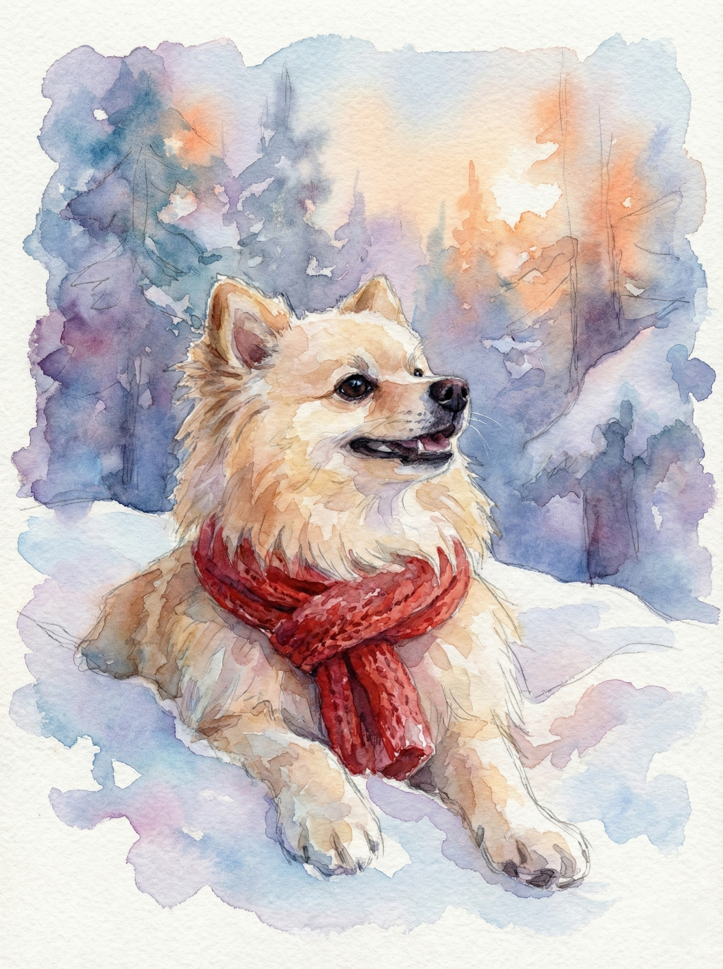 The Red Scarf in Winter Woods