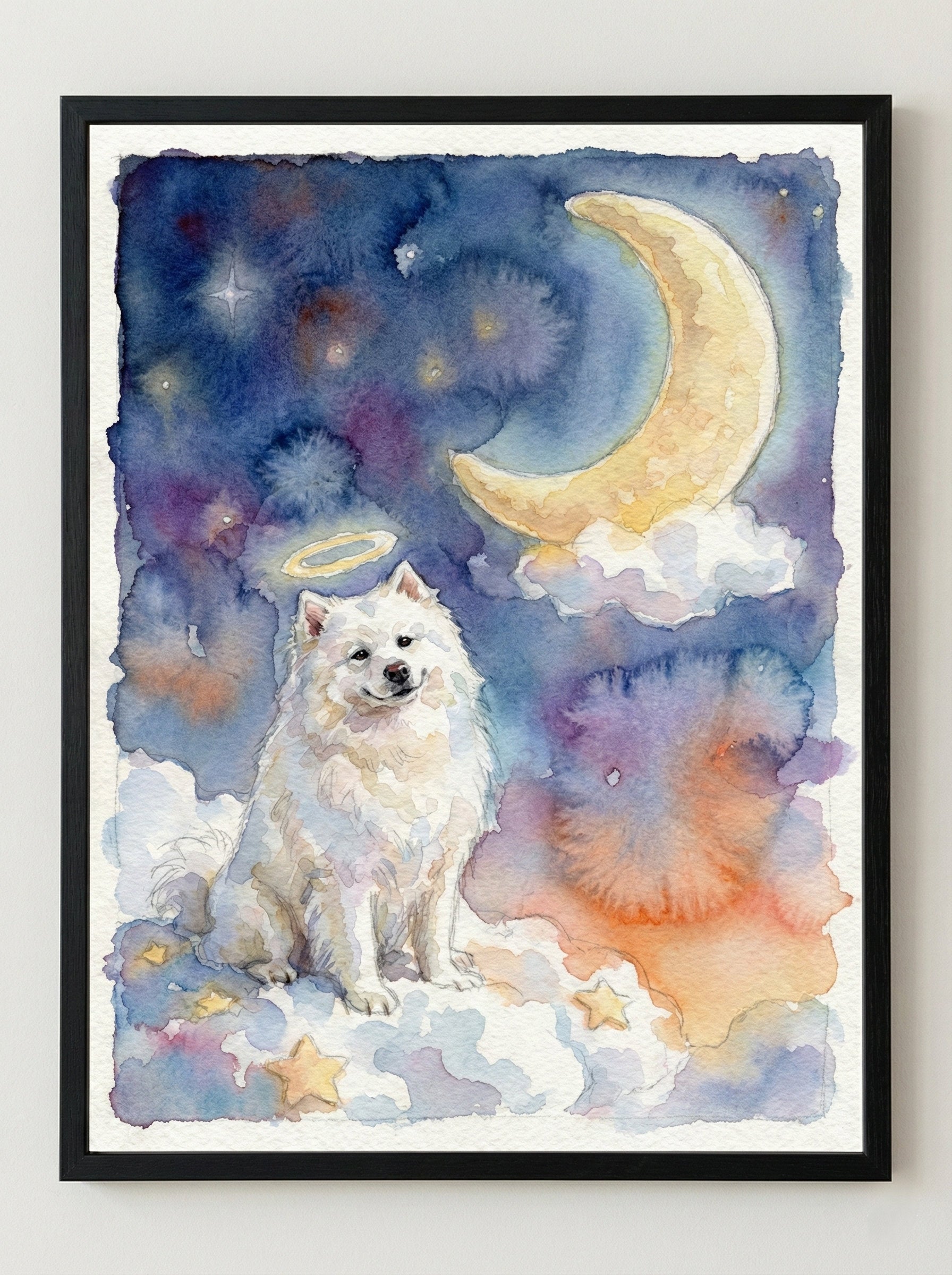 Custom Memorial Pet Portrait | Starry Night Angel Art